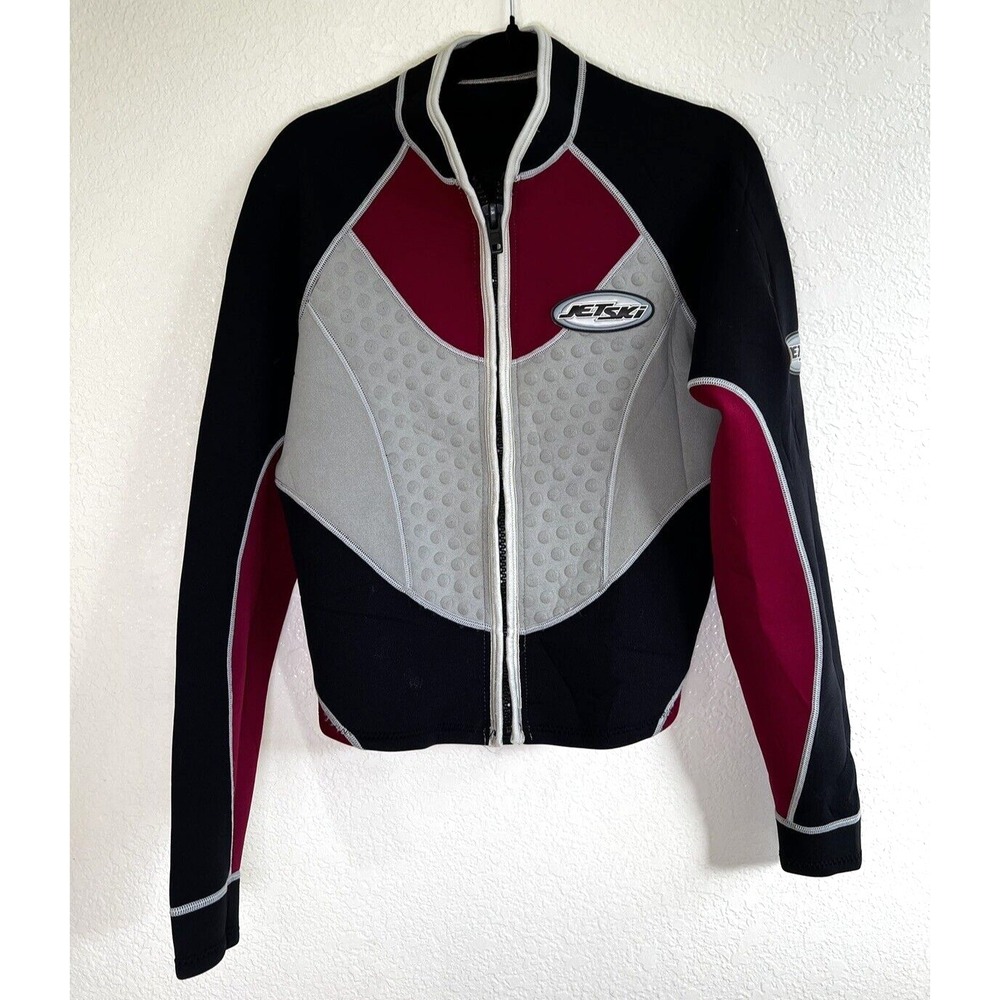 Kawasaki Jet Ski Wetsuit Top Jacket Black Grey Burgundy Neoprene Large LG